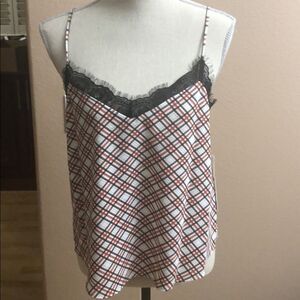 1. State Plaid with Lace Trim Camisoles, Size Med